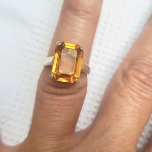 Sterling Silver 925 Yellow Quartz Ring